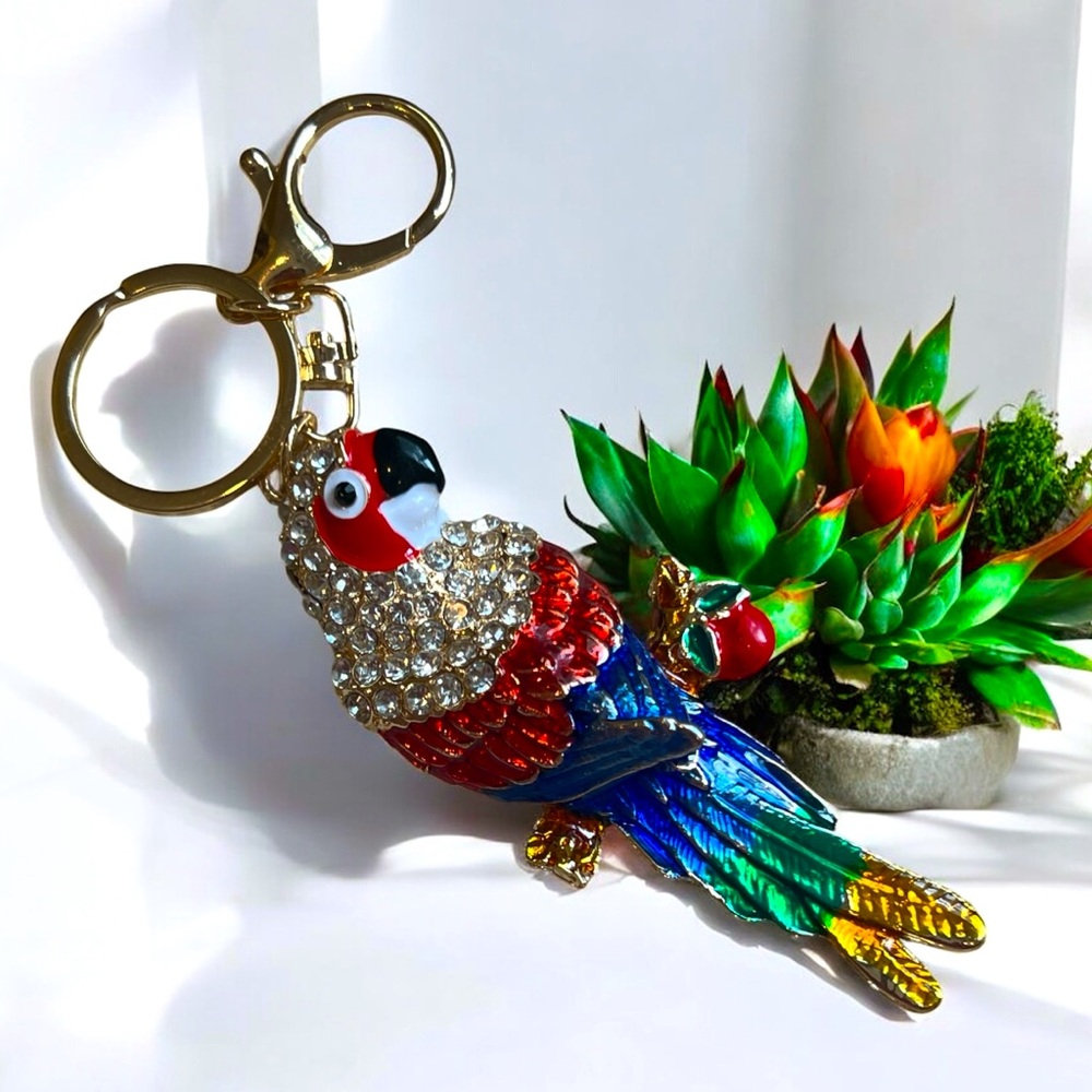 Parrot bling Keychain / bag charm with